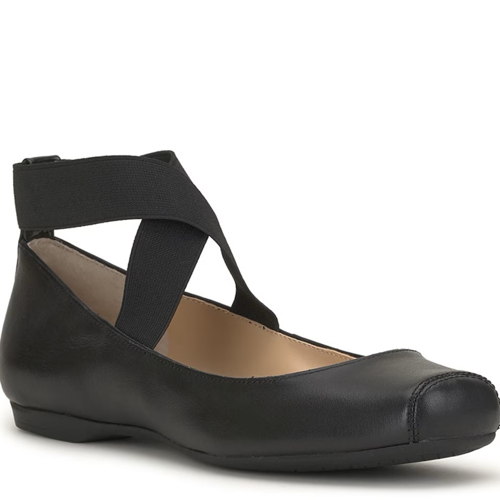 Jessica Simpson Mandalaye black leather ballet flat size 7 NEW